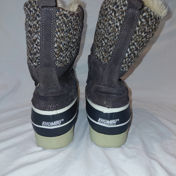 Khombu Black and Brown Winter Women's Boots with Faux Fur Sz 9 - Picture 4 of 9